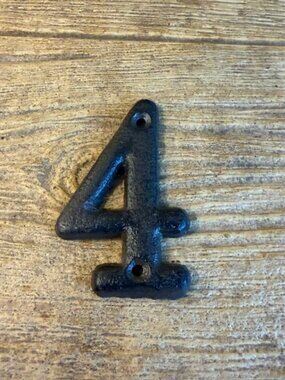 Number "4" (Four) House Address Number Solid Cast Iron 3 5/8" tall 13021-4